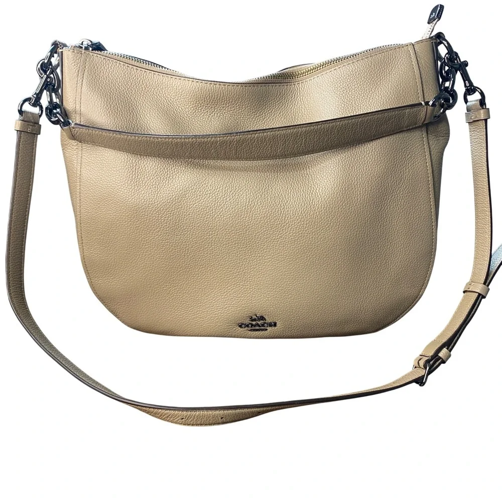Coach Chelsea Hobo 32 Bag 58036 Beechwood Pebble Leather Gunmetal Hardware